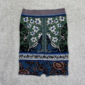 MOTH Anthropologie Skirt Womens XXSP Pencil Wool Blend Multicolor Floral Knit